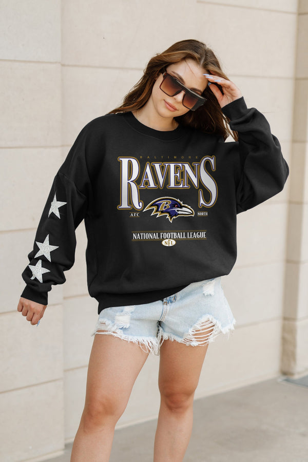 Gameday Couture BALTIMORE RAVENS Gameday Glimmer Embellished Star-Sleeve Pullover
