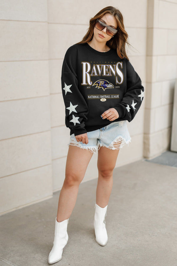 Gameday Couture BALTIMORE RAVENS Gameday Glimmer Embellished Star-Sleeve Pullover