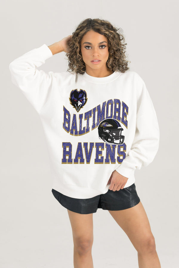Gameday Couture BALTIMORE RAVENS HARD EARNED PREMIUM FLEECE CREWNECK PULLOVER