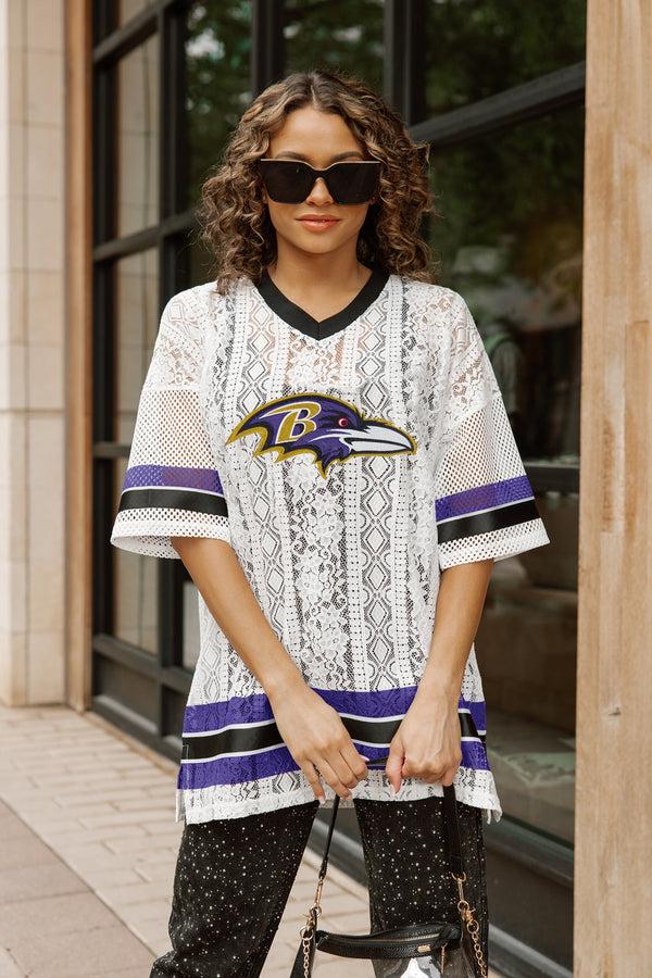 Gameday Couture BALTIMORE RAVENS HIGH NOTE LACE FASHION TOP