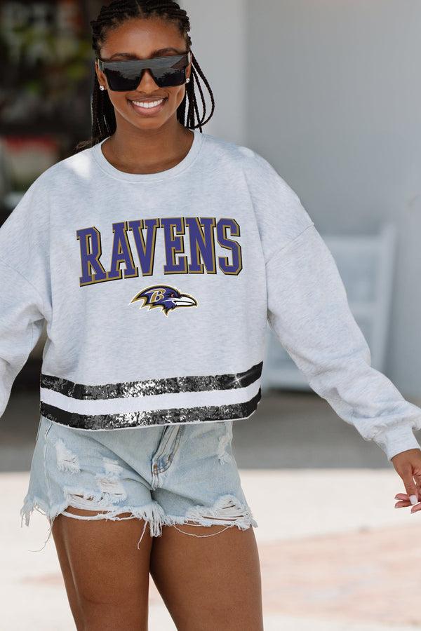 Gameday Couture BALTIMORE RAVENS Pass The Shine Long-Sleeve Metallic-Stripe Top