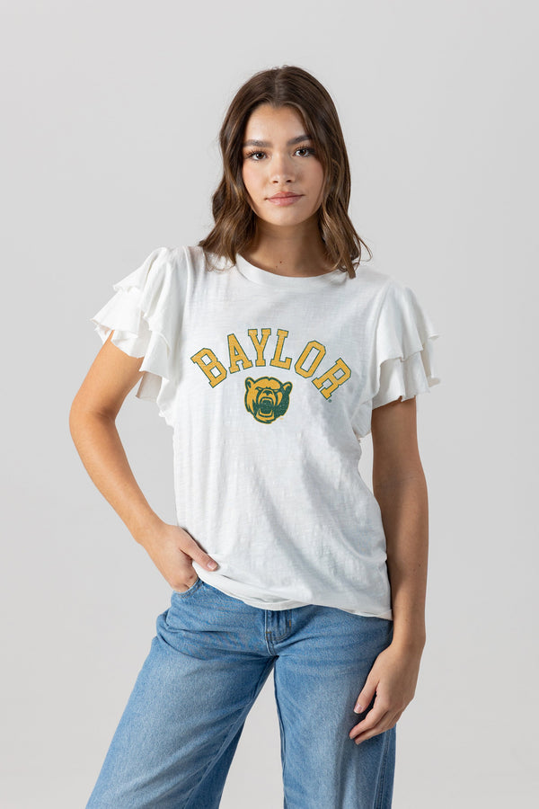 gameday couture BAYLOR BEARS All In To Win Flutter Crewneck Top