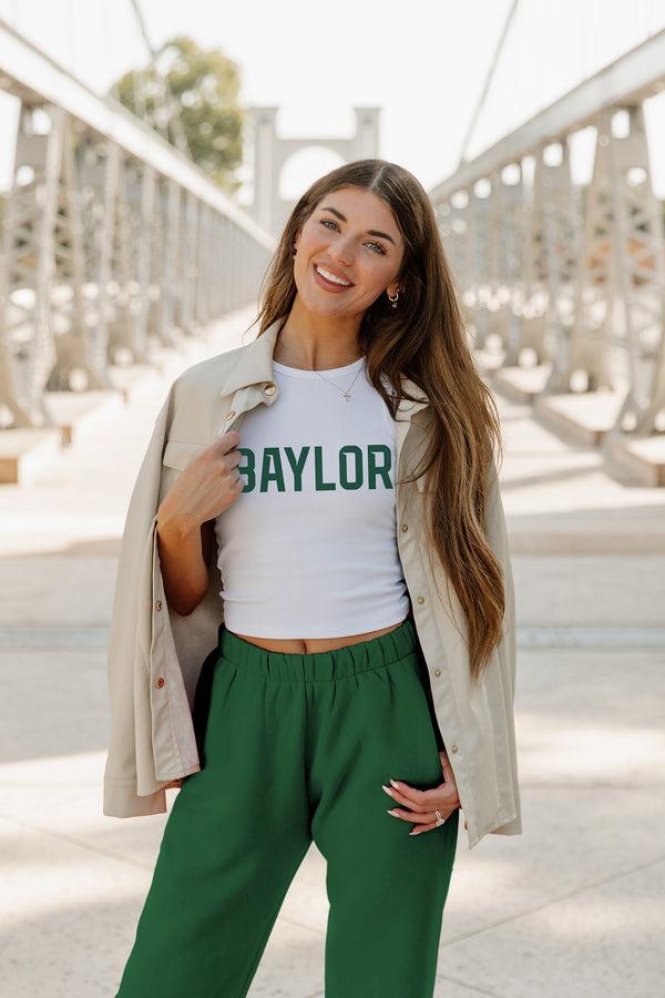 gameday couture BAYLOR BEARS Weekend Goals Ribbed Crop Tank By Madi Prewett Troutt