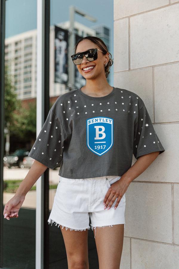 gameday couture BENTLEY FALCONS Making Moves Rhinestone Crop Tee With Yoke