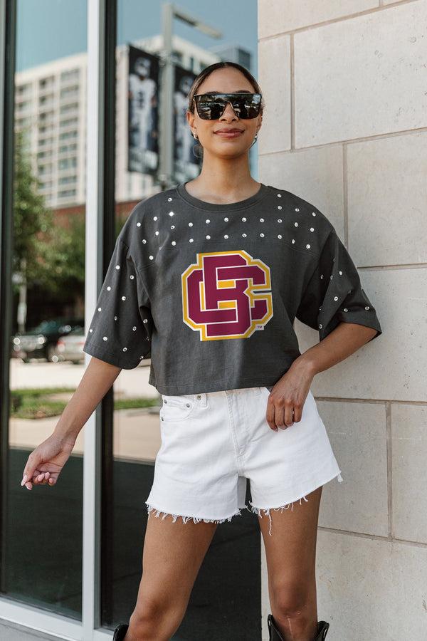 Gameday Couture BETHUNE-COOKMAN WILDCATS Making Moves Rhinestone Crop Tee With Yoke