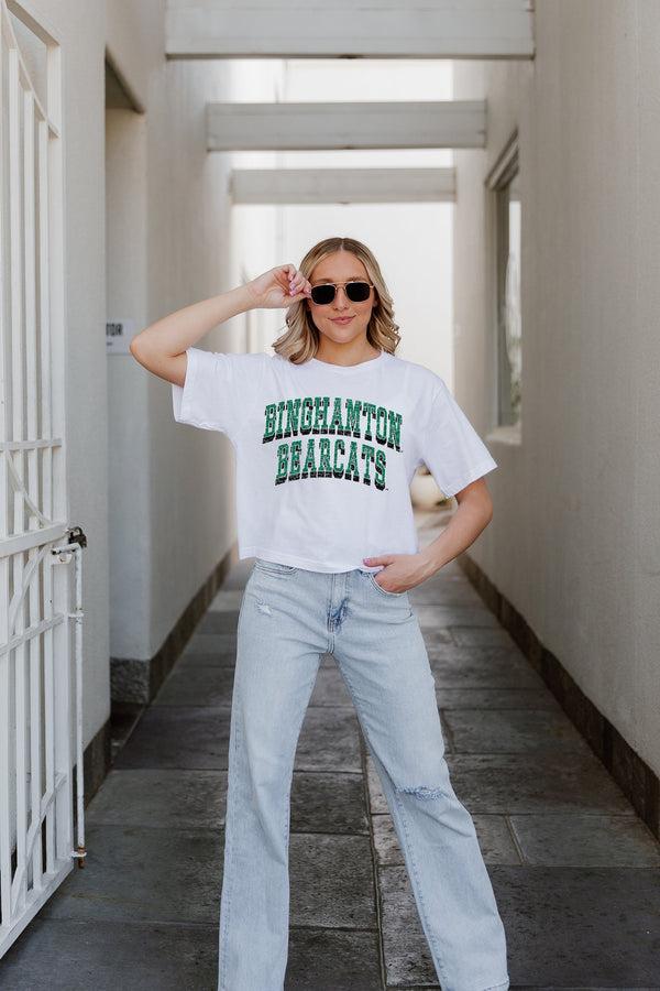gameday couture BINGHAMTON BEARCATS Claim To Fame Boxy-Fit Crop Tee