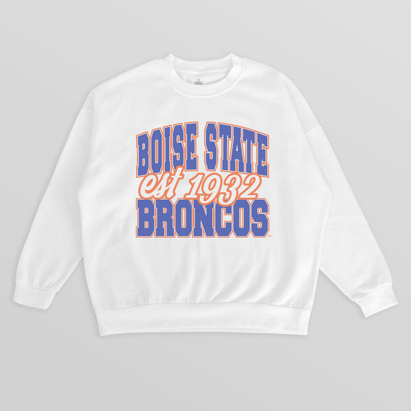 gameday couture BOISE STATE BRONCOS FADED FORMATION PREMIUM FLEECE DROP SHOULDER CREWNECK PULLOVER