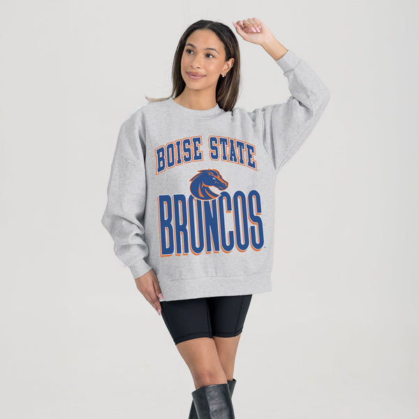 gameday couture BOISE STATE BRONCOS FIERCE FOCUS PREMIUM FLEECE DROP SHOULDER CREWNECK PULLOVER