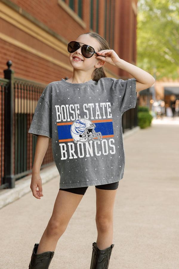gameday couture BOISE STATE BRONCOS ON THE BALL KIDS MINI RHINESTONE OVERSIZED TEE