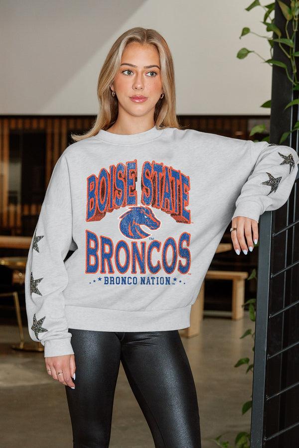 Gameday Couture BOISE STATE BRONCOS RESILIENCE STAR EMBELLISHED CREW SWEATSHIRT