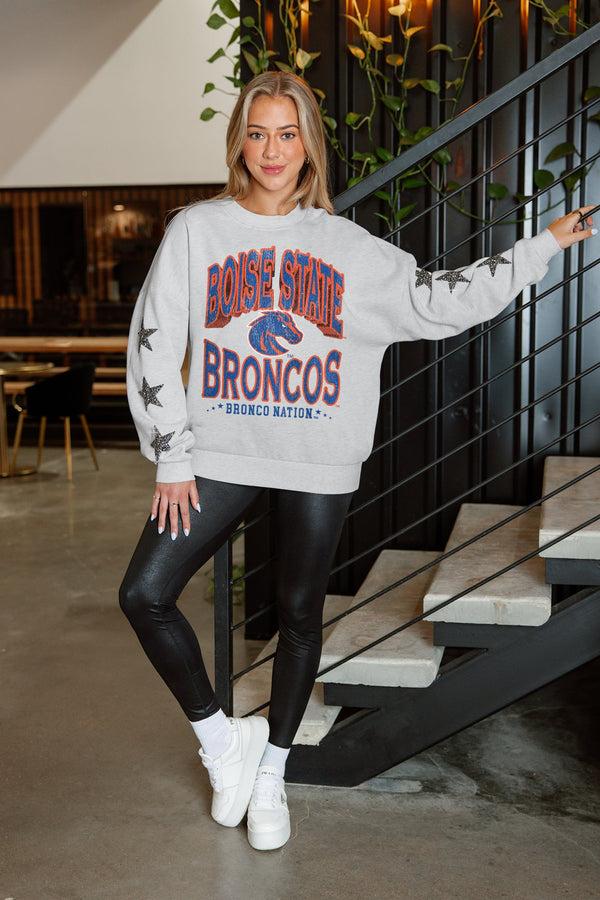 gameday couture BOISE STATE BRONCOS RESILIENCE STAR EMBELLISHED CREW SWEATSHIRT