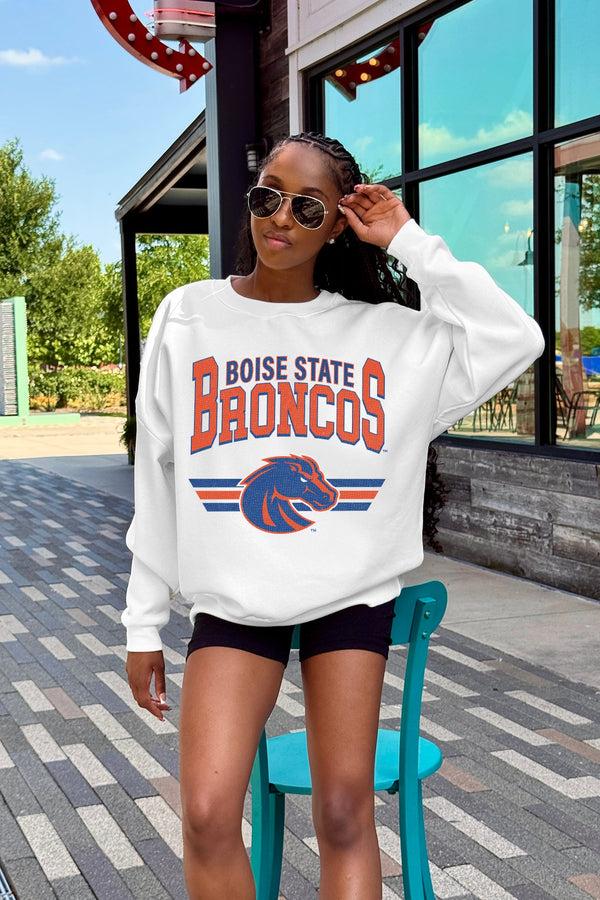 Gameday Couture BOISE STATE BRONCOS SWIFT STRIKE PREMIUM FLEECE DROP SHOULDER CREWNECK PULLOVER