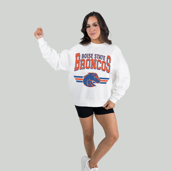 Gameday Couture BOISE STATE BRONCOS SWIFT STRIKE PREMIUM FLEECE DROP SHOULDER CREWNECK PULLOVER