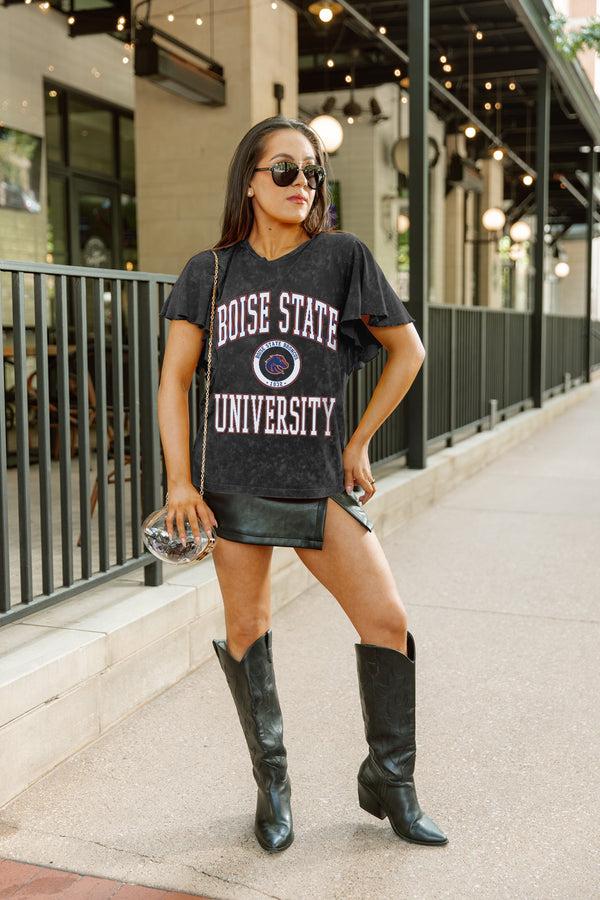 Gameday Couture BOISE STATE BRONCOS VICTORY MODE FLUTTER SLEEVE TEE IN BLACK