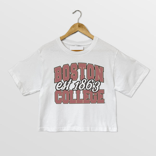 gameday couture BOSTON COLLEGE EAGLES DEEP ROOTS BOXY FIT WOMEN'S CROPPED TEE