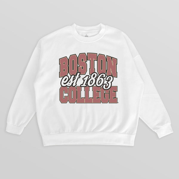gameday couture BOSTON COLLEGE EAGLES FADED FORMATION PREMIUM FLEECE DROP SHOULDER CREWNECK PULLOVER