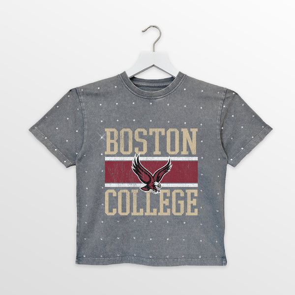 Gameday Couture BOSTON COLLEGE EAGLES ON THE BALL KIDS MINI RHINESTONE OVERSIZED TEE