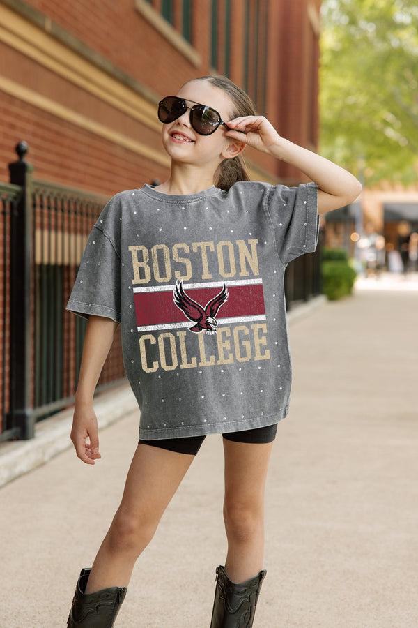 gameday couture BOSTON COLLEGE EAGLES ON THE BALL KIDS MINI RHINESTONE OVERSIZED TEE