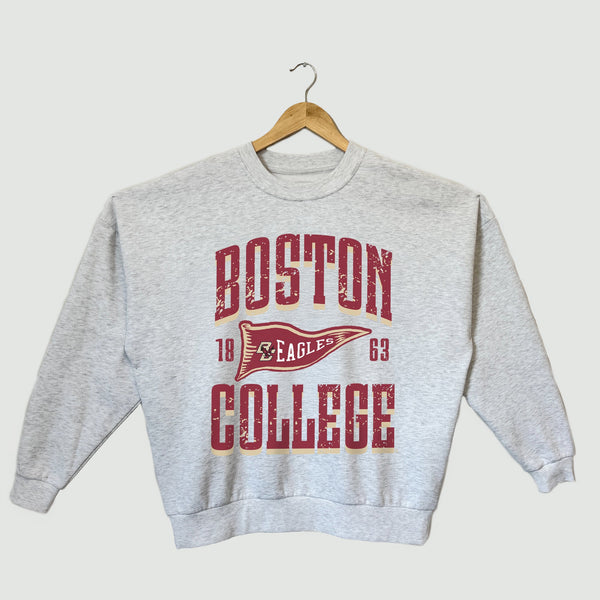 gameday couture BOSTON COLLEGE EAGLES PENNANT PRIDE PREMIUM FLEECE DROP SHOULDER CREWNECK PULLOVER