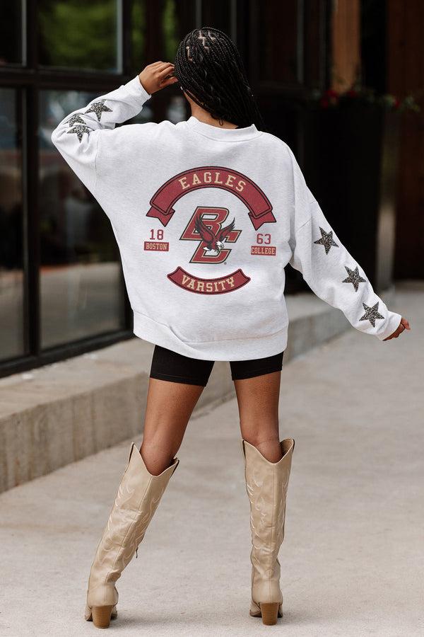gameday couture BOSTON COLLEGE EAGLES Ready For It Star-Sleeve Crewneck Pullover