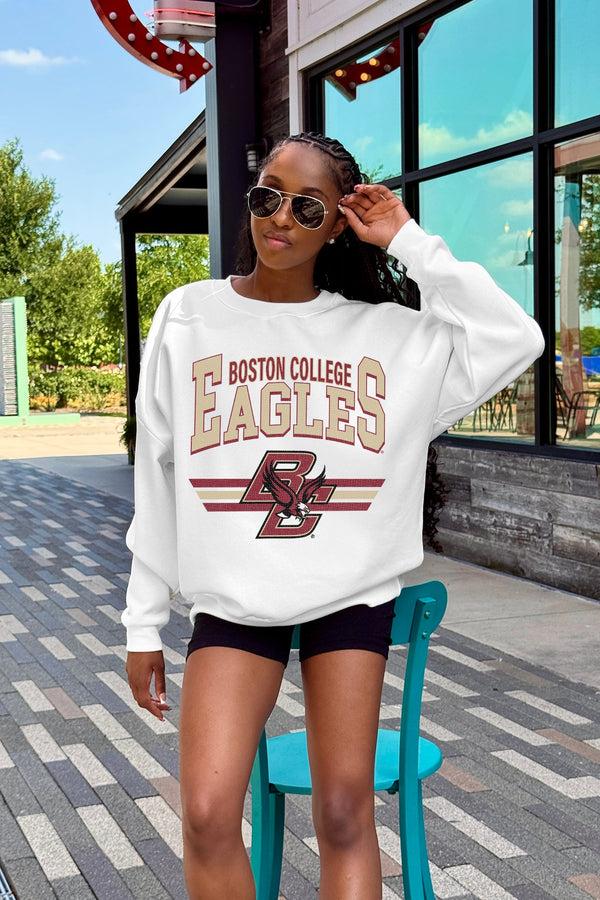 Gameday Couture BOSTON COLLEGE EAGLES SWIFT STRIKE PREMIUM FLEECE DROP SHOULDER CREWNECK PULLOVER