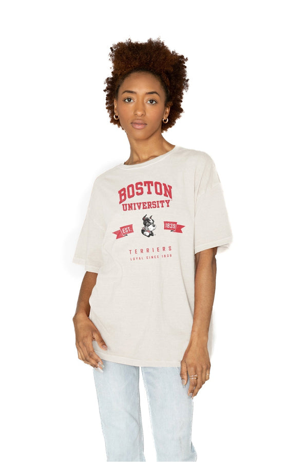 gameday couture BOSTON UNIVERSITY TERRIERS Get Goin' Oversized Crew Neck Tee
