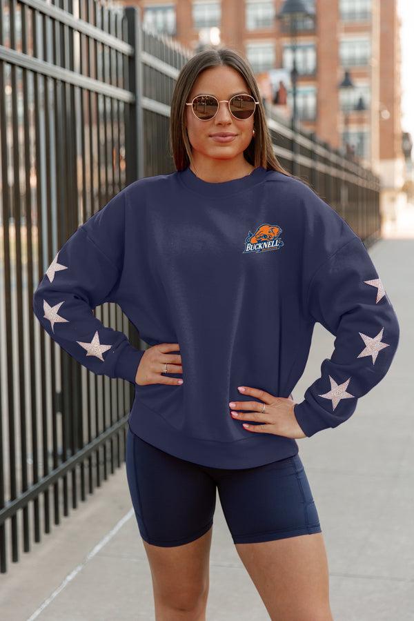Gameday Couture BUCKNELL BISON Dedication Star-Sleeve Crewneck Pullover