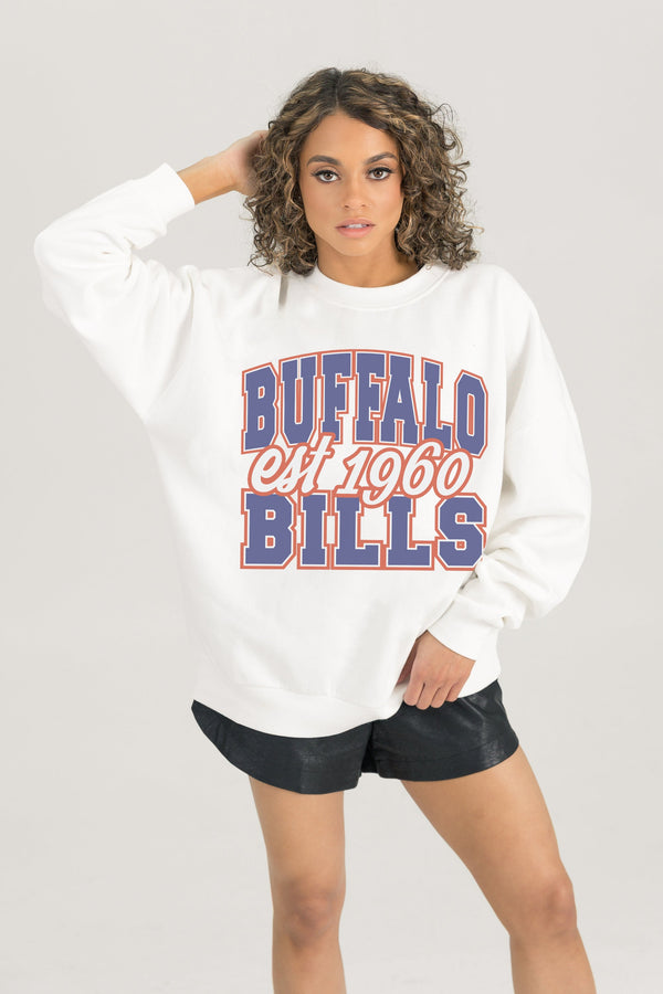 Gameday Couture BUFFALO BILLS FADED FORMATION PREMIUM FLEECE CREWNECK PULLOVER