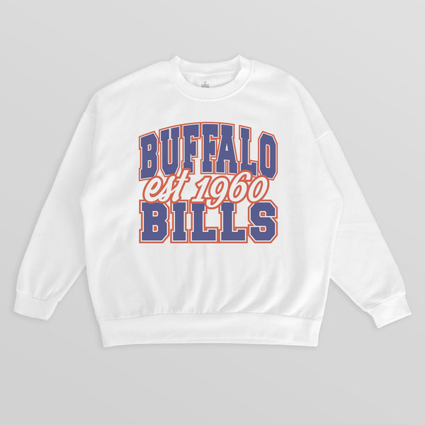 gameday couture BUFFALO BILLS FADED FORMATION PREMIUM FLEECE CREWNECK PULLOVER
