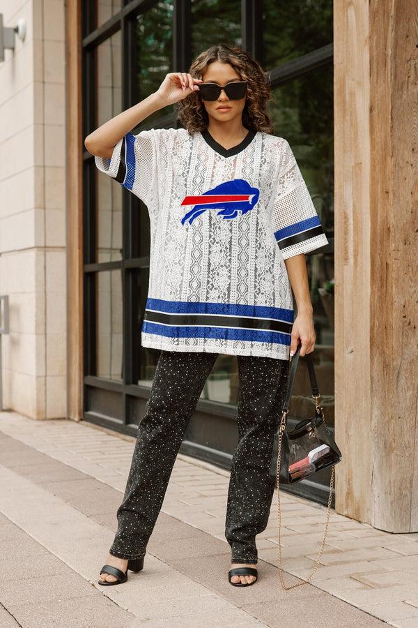 Gameday Couture BUFFALO BILLS HIGH NOTE LACE FASHION TOP