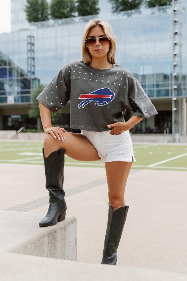 Gameday Couture BUFFALO BILLS Making Moves Rhinestone Crop Tee With Yoke
