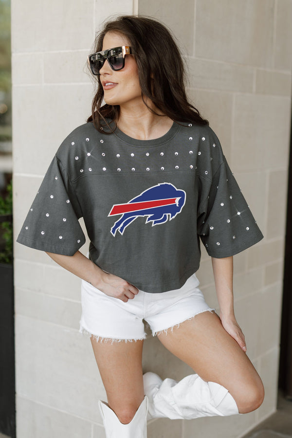 Gameday Couture BUFFALO BILLS Making Moves Rhinestone Crop Tee With Yoke