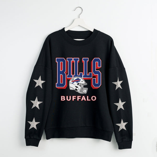 gameday couture BUFFALO BILLS PURE VICTORY STAR EMBELLISHED CREW SWEATSHIRT