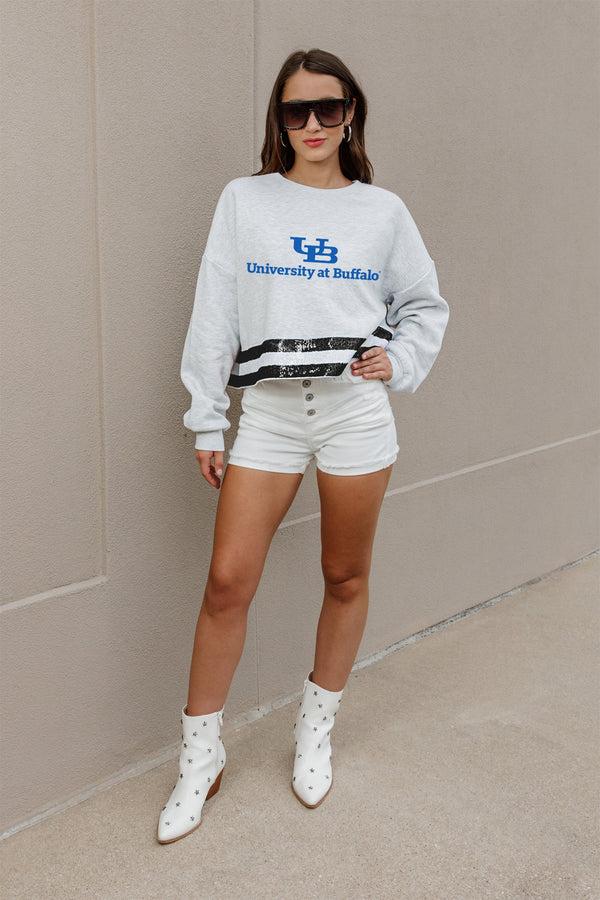 Gameday Couture BUFFALO BULLS Pass The Shine Sequin Trim Mid-Crop Sweatshirt