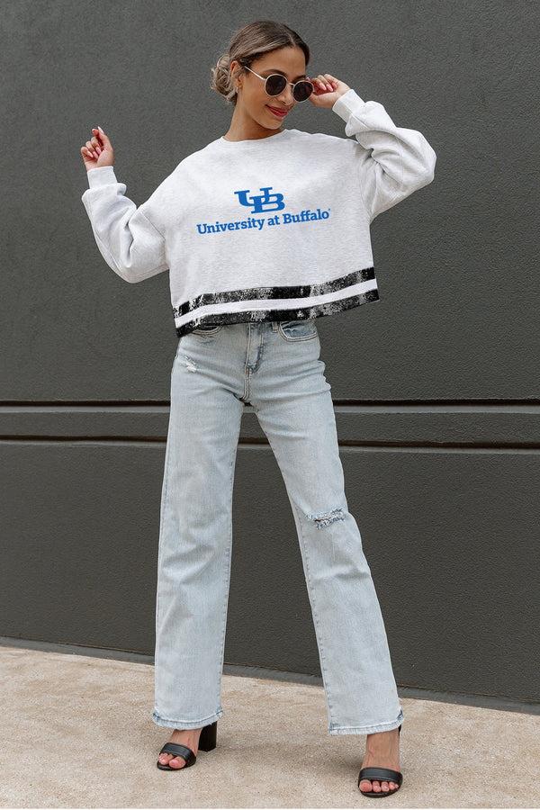 Gameday Couture BUFFALO BULLS Pass The Shine Sequin Trim Mid-Crop Sweatshirt