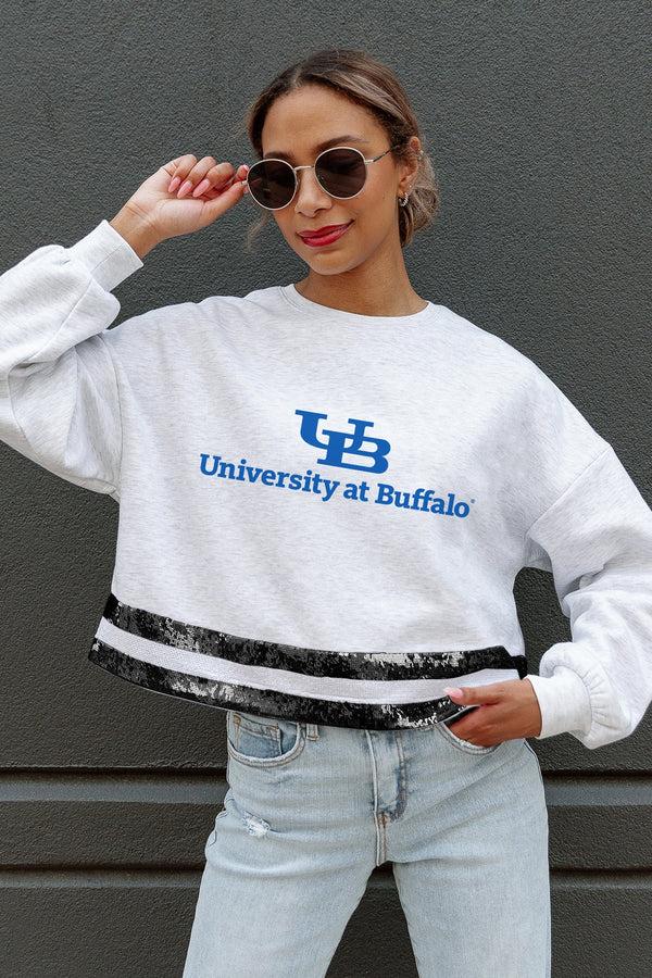 Gameday Couture BUFFALO BULLS Pass The Shine Sequin Trim Mid-Crop Sweatshirt