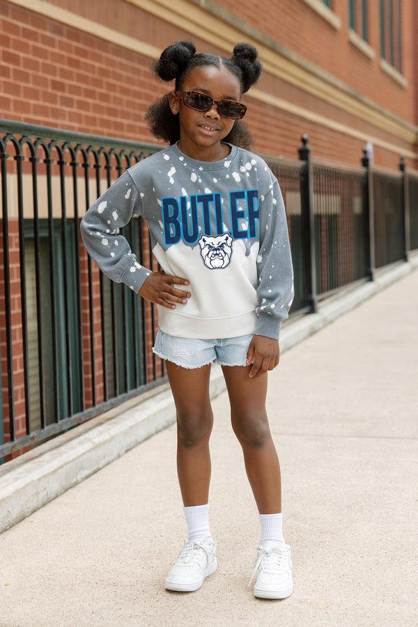 gameday couture BUTLER BULLDOGS CASUAL FAN KIDS FADED WASH CREWNECK PULLOVER