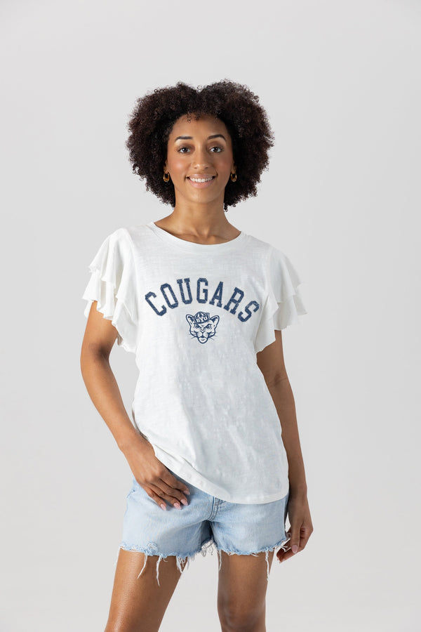 Gameday Couture BYU COUGARS All In To Win Flutter Crewneck Top