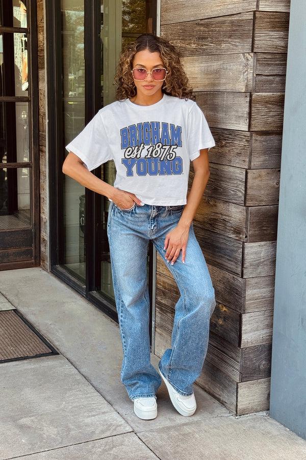 Gameday Couture BYU COUGARS DEEP ROOTS BOXY FIT WOMEN'S CROPPED TEE