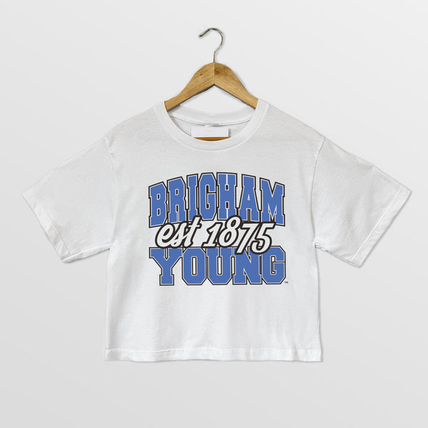 gameday couture BYU COUGARS DEEP ROOTS BOXY FIT WOMEN'S CROPPED TEE