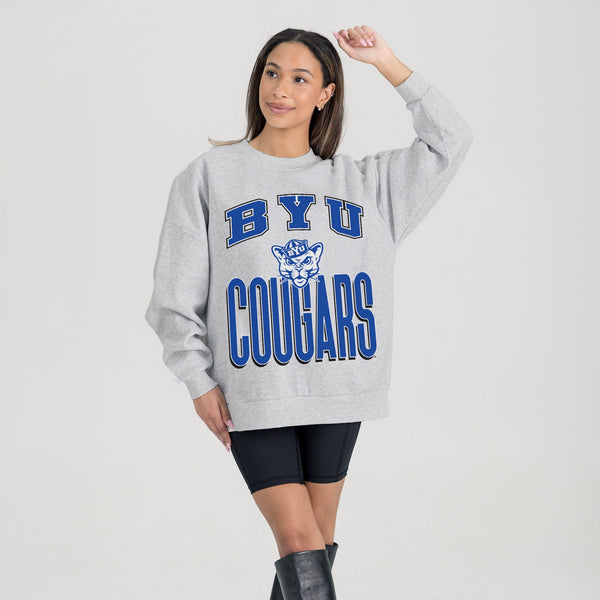 gameday couture BYU COUGARS FIERCE FOCUS PREMIUM FLEECE DROP SHOULDER CREWNECK PULLOVER