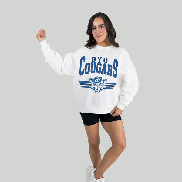 Gameday Couture BYU COUGARS SWIFT STRIKE PREMIUM FLEECE DROP SHOULDER CREWNECK PULLOVER