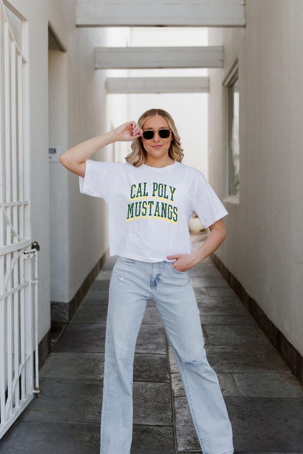 gameday couture CAL POLY MUSTANGS Claim To Fame Boxy-Fit Crop Tee