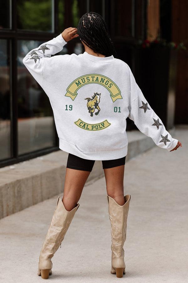 gameday couture CAL POLY MUSTANGS Ready For It Star-Sleeve Crewneck Pullover