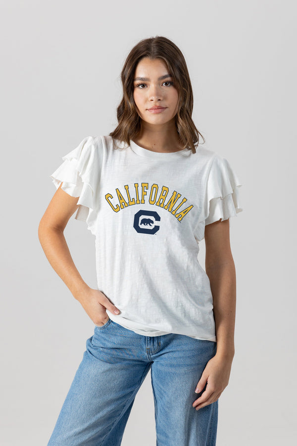 gameday couture CALIFORNIA GOLDEN BEARS All In To Win Flutter Crewneck Top