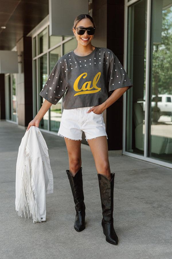 Gameday Couture CALIFORNIA GOLDEN BEARS Making Moves Rhinestone Crop Tee With Yoke