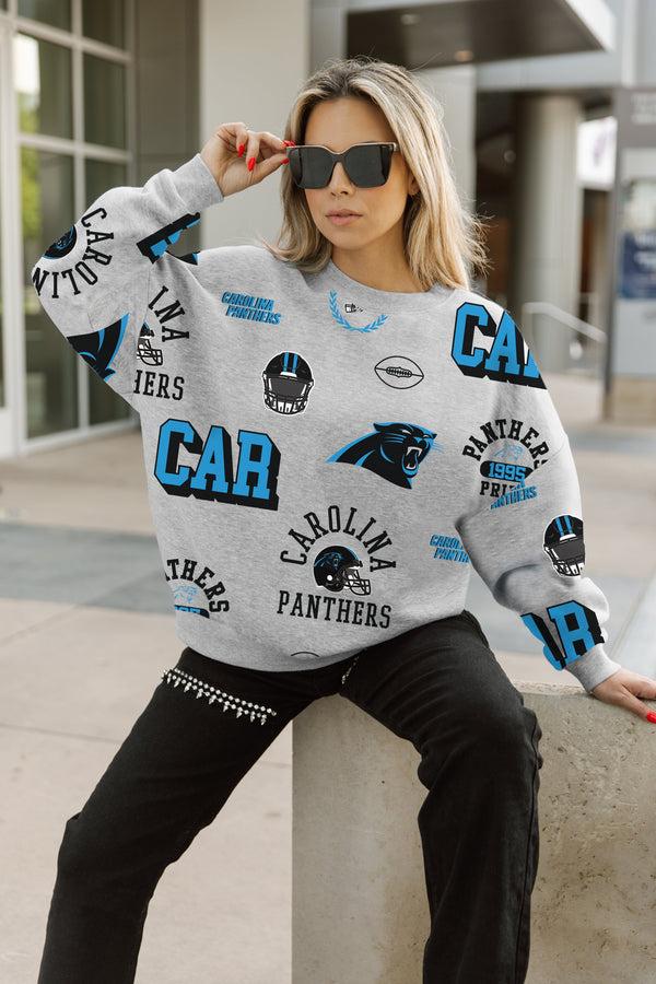 Gameday Couture CAROLINA PANTHERS ALWAYS ON REPEAT PREMIUM FLEECE CREW SWEATSHIRT