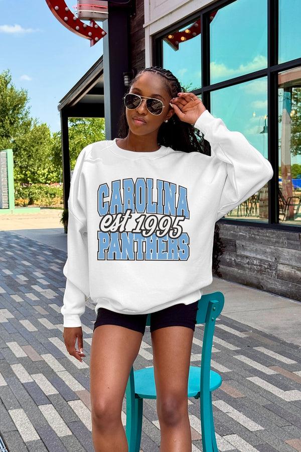 Gameday Couture CAROLINA PANTHERS FADED FORMATION PREMIUM FLEECE CREWNECK PULLOVER