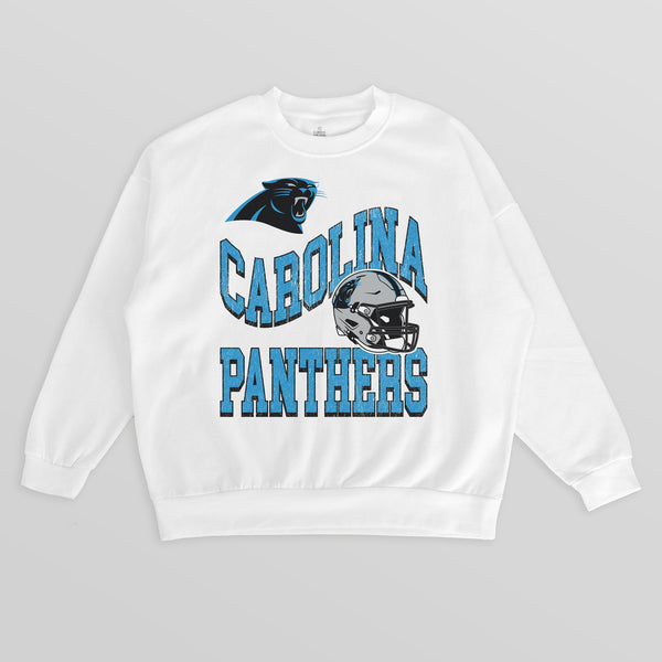 gameday couture CAROLINA PANTHERS HARD EARNED PREMIUM FLEECE CREWNECK PULLOVER
