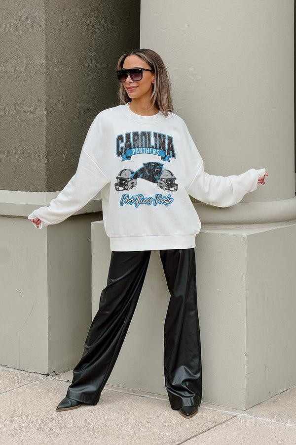gameday couture CAROLINA PANTHERS Passing Time Fleece Crewneck Pullover